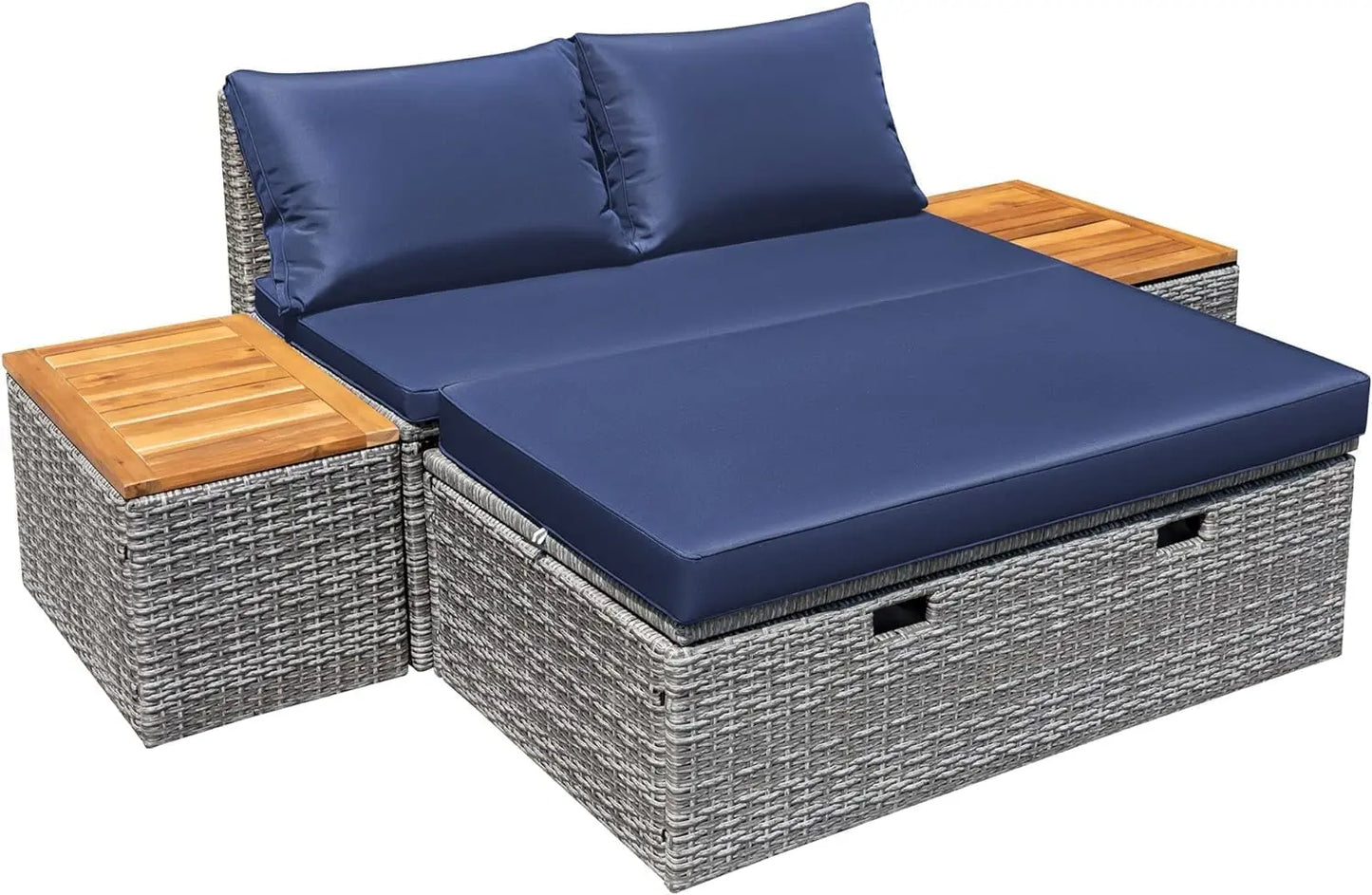 Daybed Set with 2 Side Tables for Backyard Porch