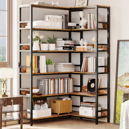 Corner Bookcases with Metal Frame for Living Room
