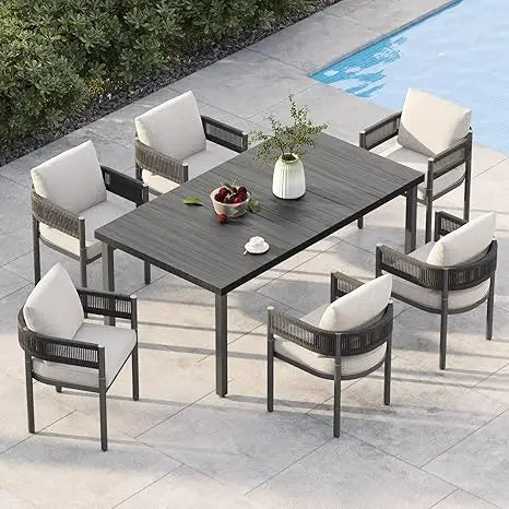 Patio Table and Chairs Set with Thickened Cushions
