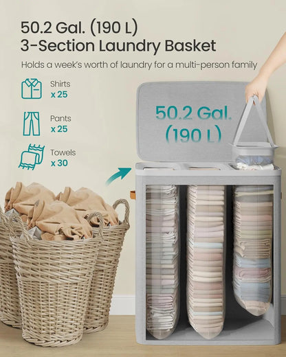 Laundry Sorter with 3-Compartment