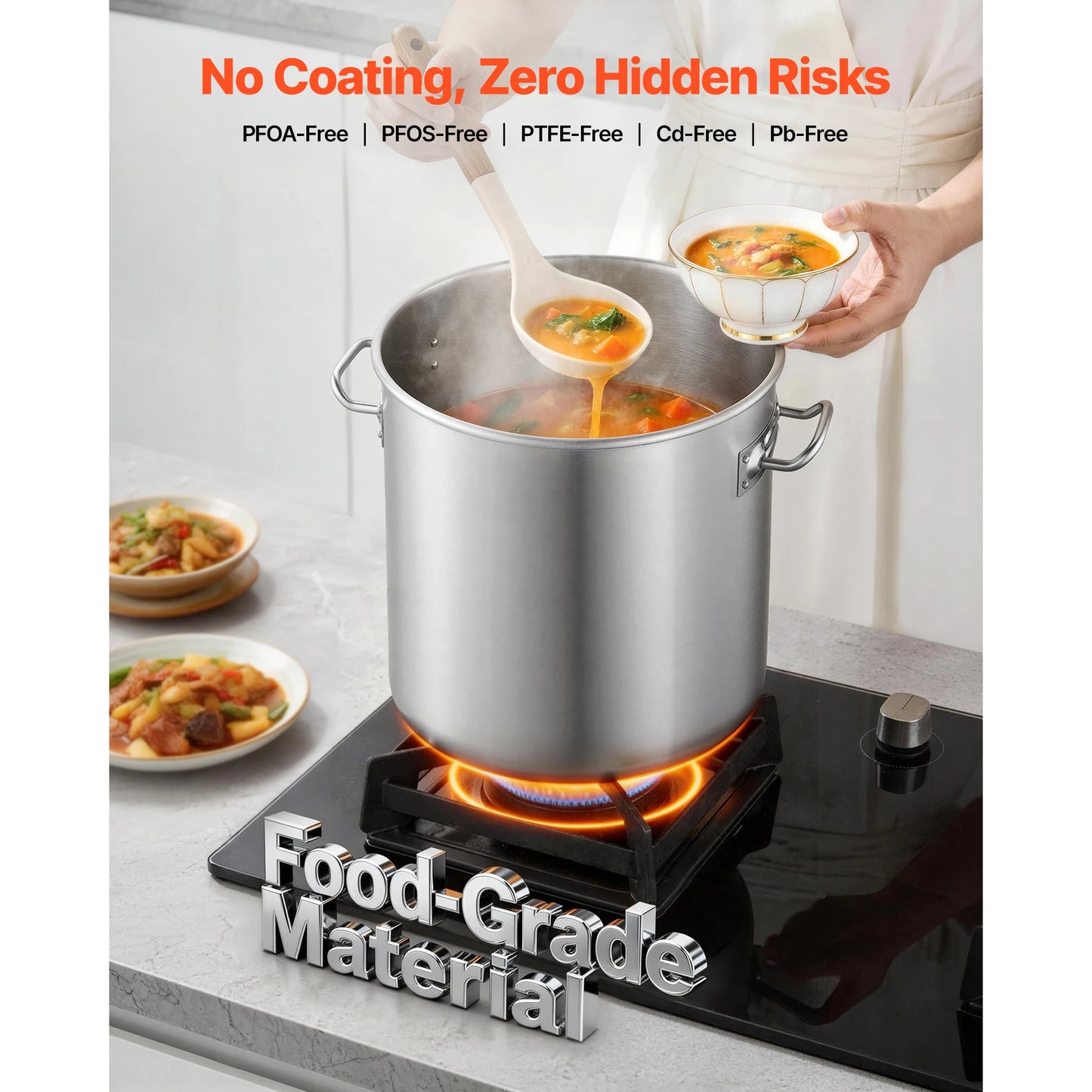 21 Qt Stainless Steel Stock Pot with Glass Lid