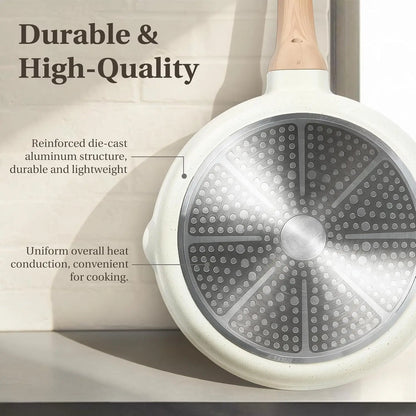 White Kitchen Cookware with Removable Handle