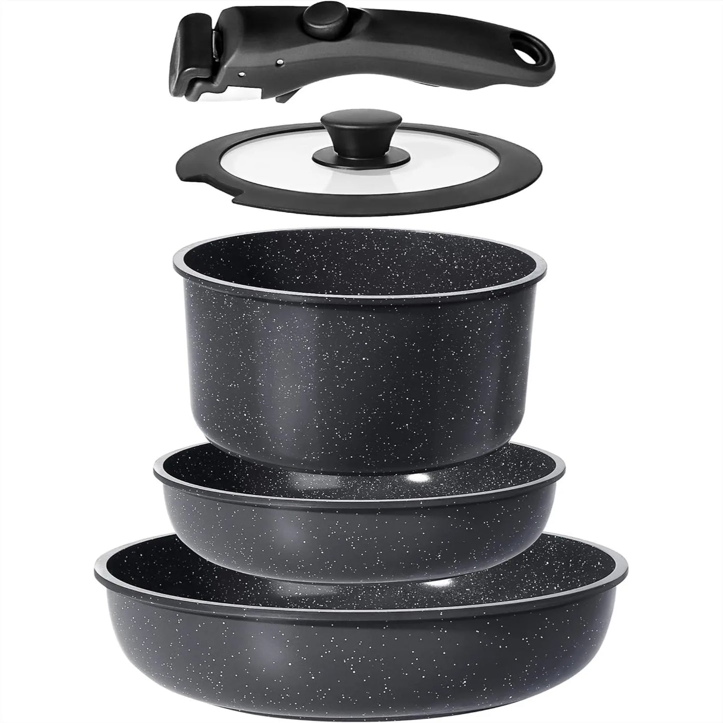 Ceramic Cookware, Dishwasher & Oven Safe with Detachable Handle
