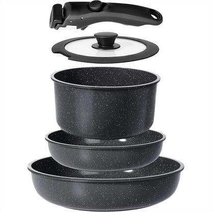 Ceramic Cookware, Dishwasher & Oven Safe with Detachable Handle
