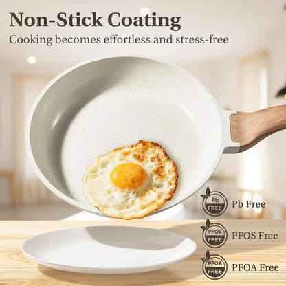 White Kitchen Cookware with Removable Handle