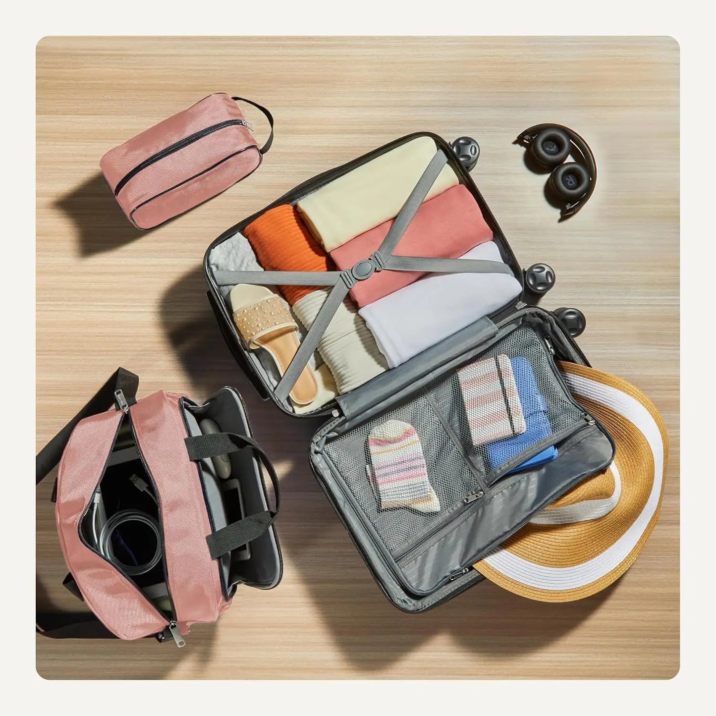 Luggage Set with Tote Bag, and Compact Travel Bag