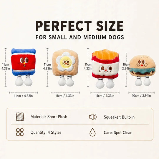 Squeaky Plush Dog Toys Cute Food Shape Puppy Chew