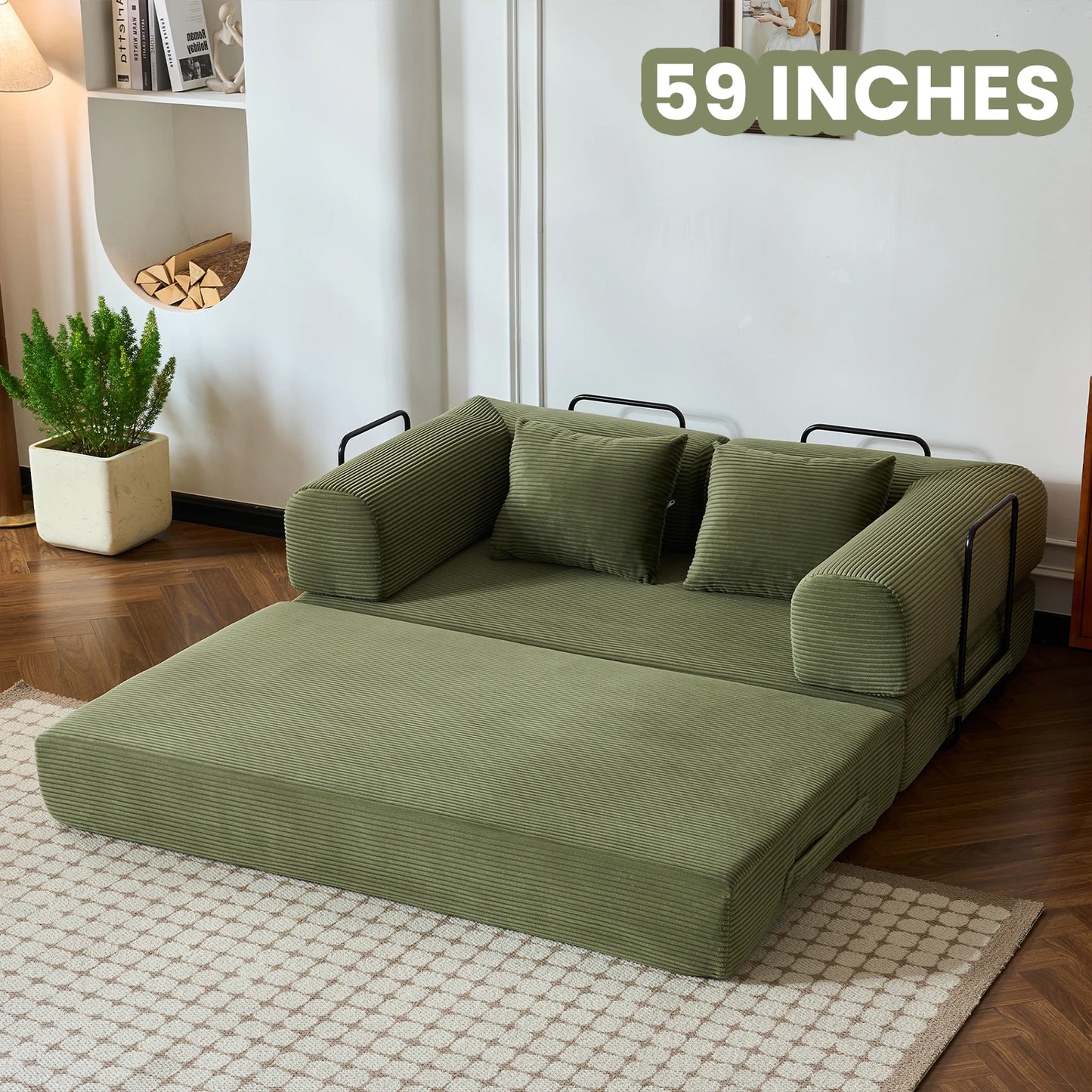 Sleeper Sofa Bed, 79'' L-Shaped Armrests Foldable