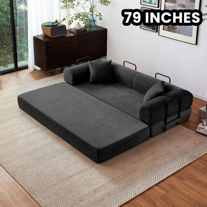 Sleeper Sofa Bed, 79'' L-Shaped Armrests Foldable