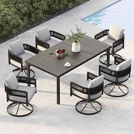Patio Table and Chairs Set with Thickened Cushions
