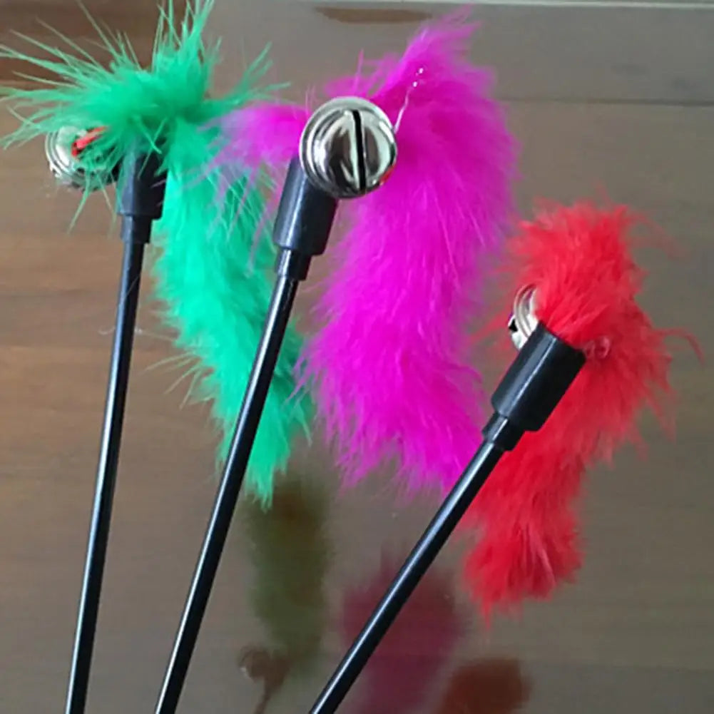 interactive cat toy wand with feather