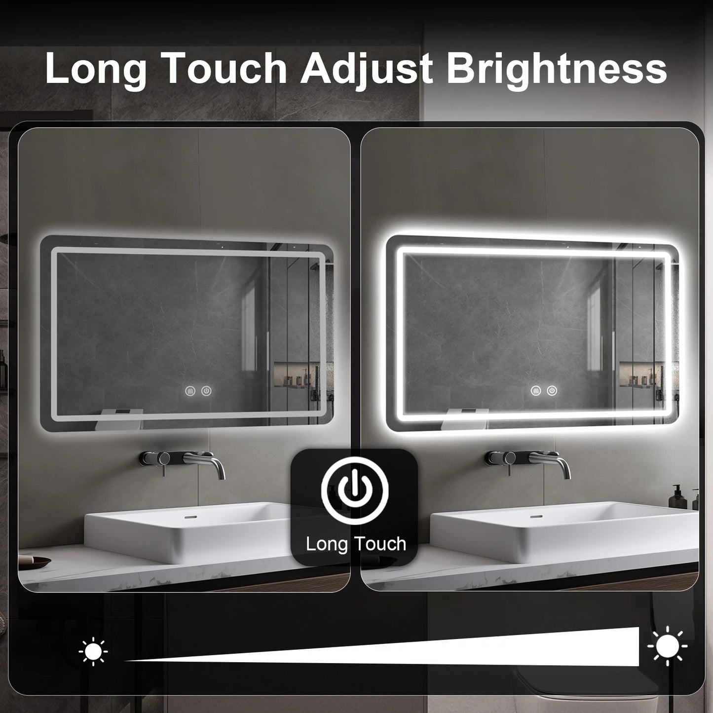 Bathroom Mirror with defogging button