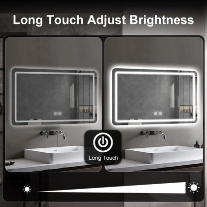 Bathroom Mirror with defogging button