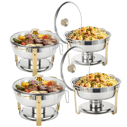 Catering Dish Buffet Stainless Steel Glass Lid