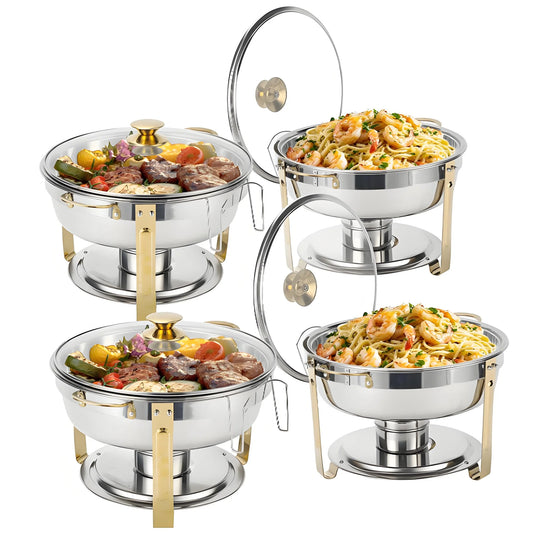 Catering Dish Buffet Stainless Steel Glass Lid