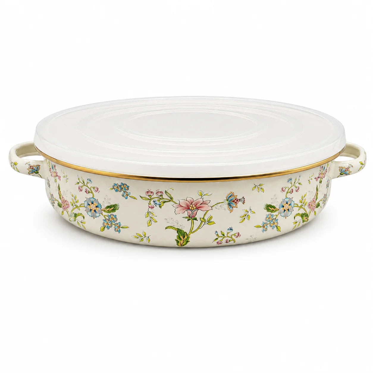 Enamel Pie Pan Vintage Floral