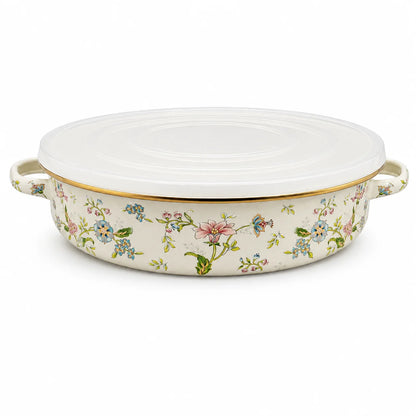 Enamel Pie Pan Vintage Floral