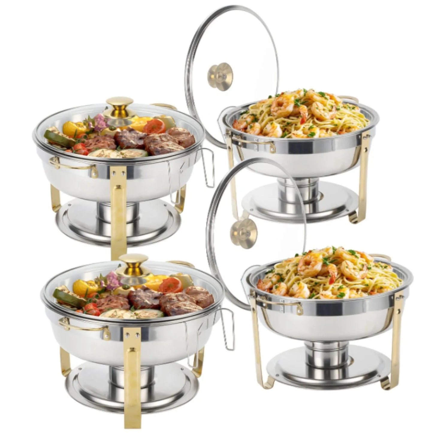 Catering Dish Buffet Stainless Steel Glass Lid