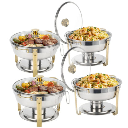 Catering Dish Buffet Stainless Steel Glass Lid