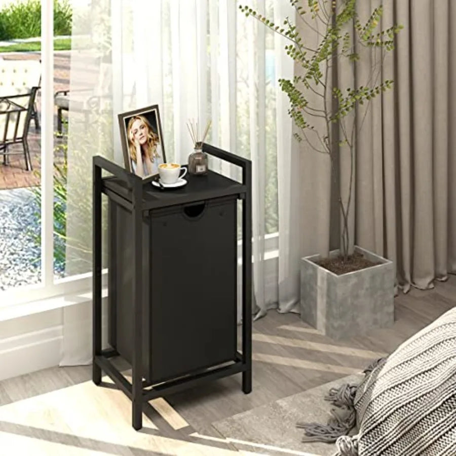 Laundry Hamper with Removable Laundry Bag and Top Shelf