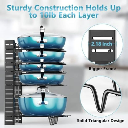 Pots and Pans Organizer for Cabinet 16.61 Height 8 Tier Storage