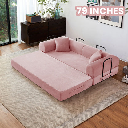 Sleeper Sofa Bed, 79'' L-Shaped Armrests Foldable