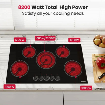 Electric Glass Cooktop Stove with 5-Burner