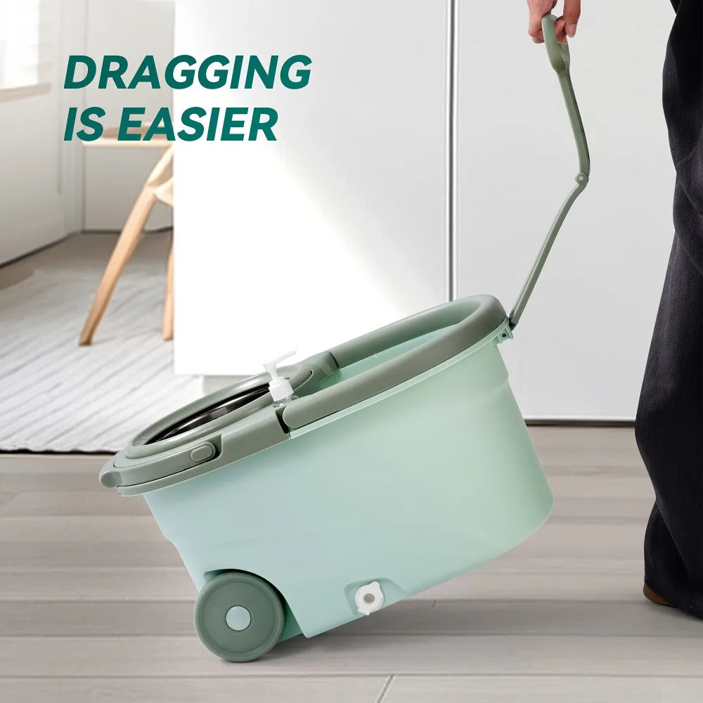 Dual-Drive Spin Mop Set with Bucket, Wet & Dry Floor Cleaning