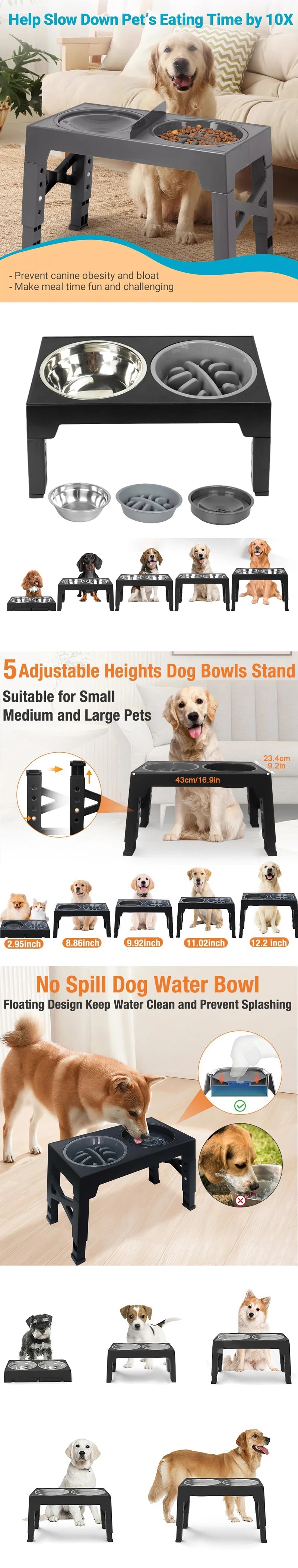 adjustable elevated dog feeder