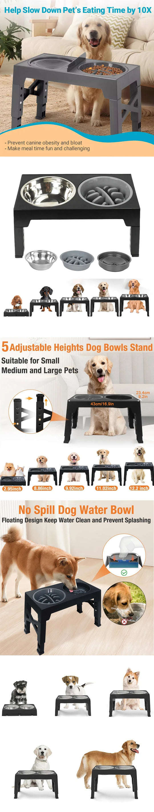 adjustable elevated dog feeder