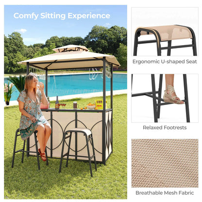 Patio Bar Set with Glass Bar Table