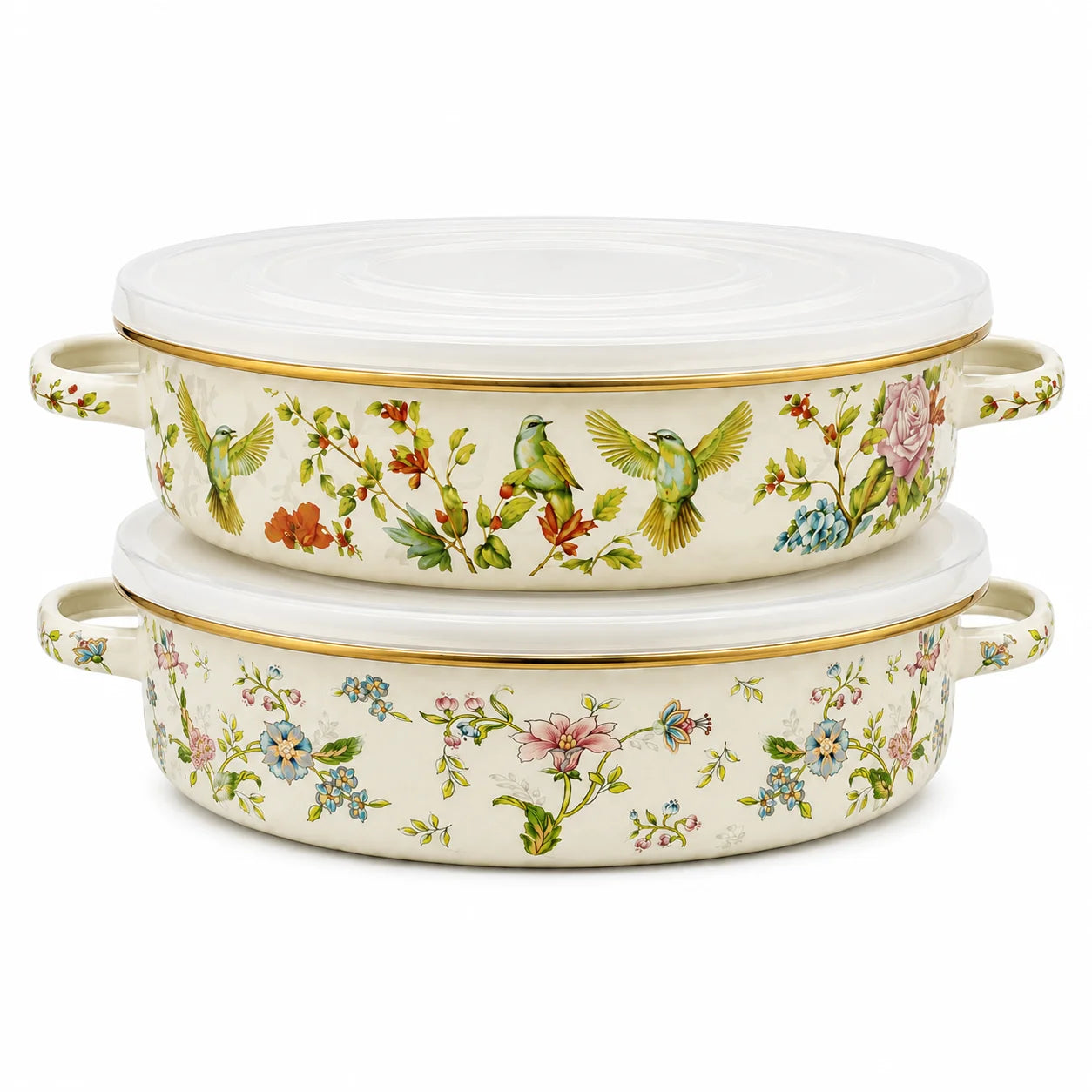 Enamel Pie Pan Vintage Floral