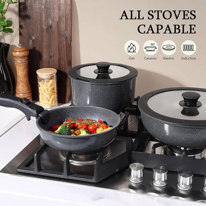 Ceramic Cookware, Dishwasher & Oven Safe with Detachable Handle