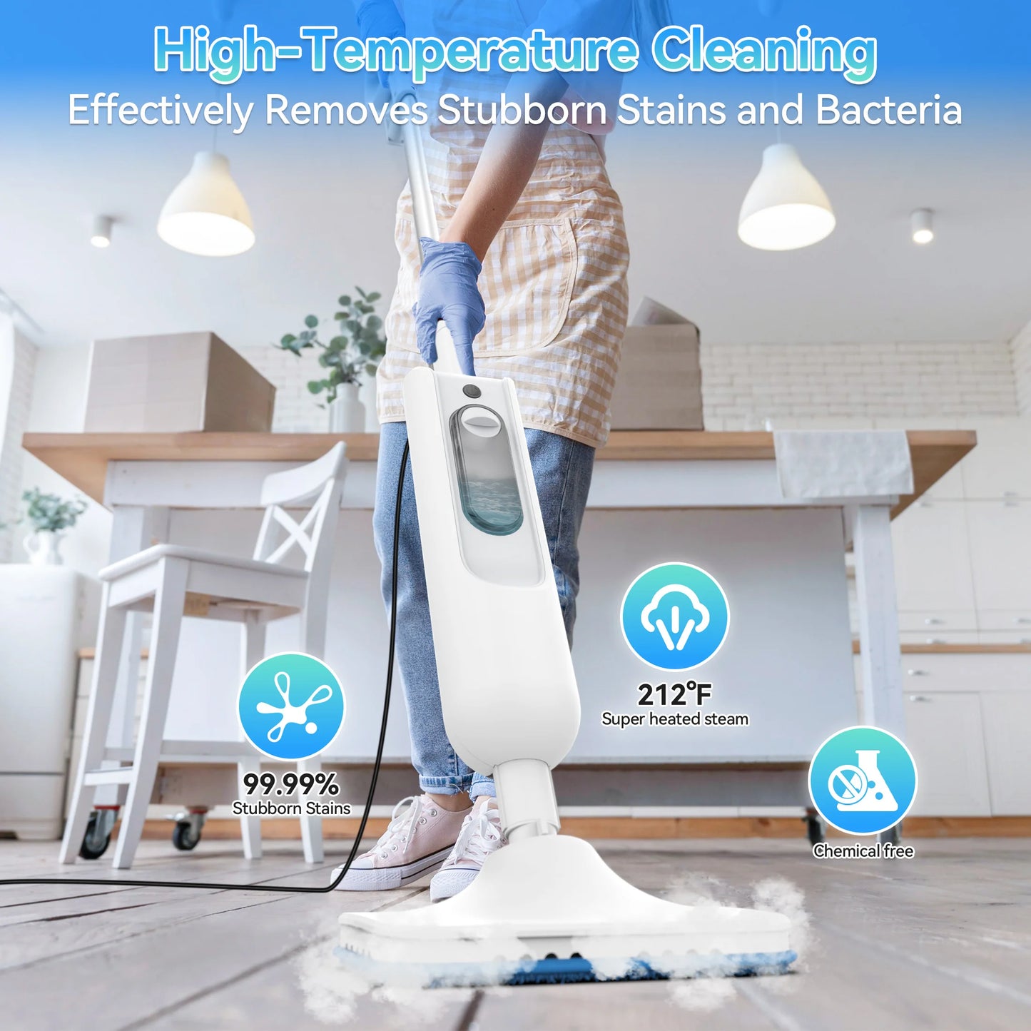 Steam Mop, melts tough grease and grime