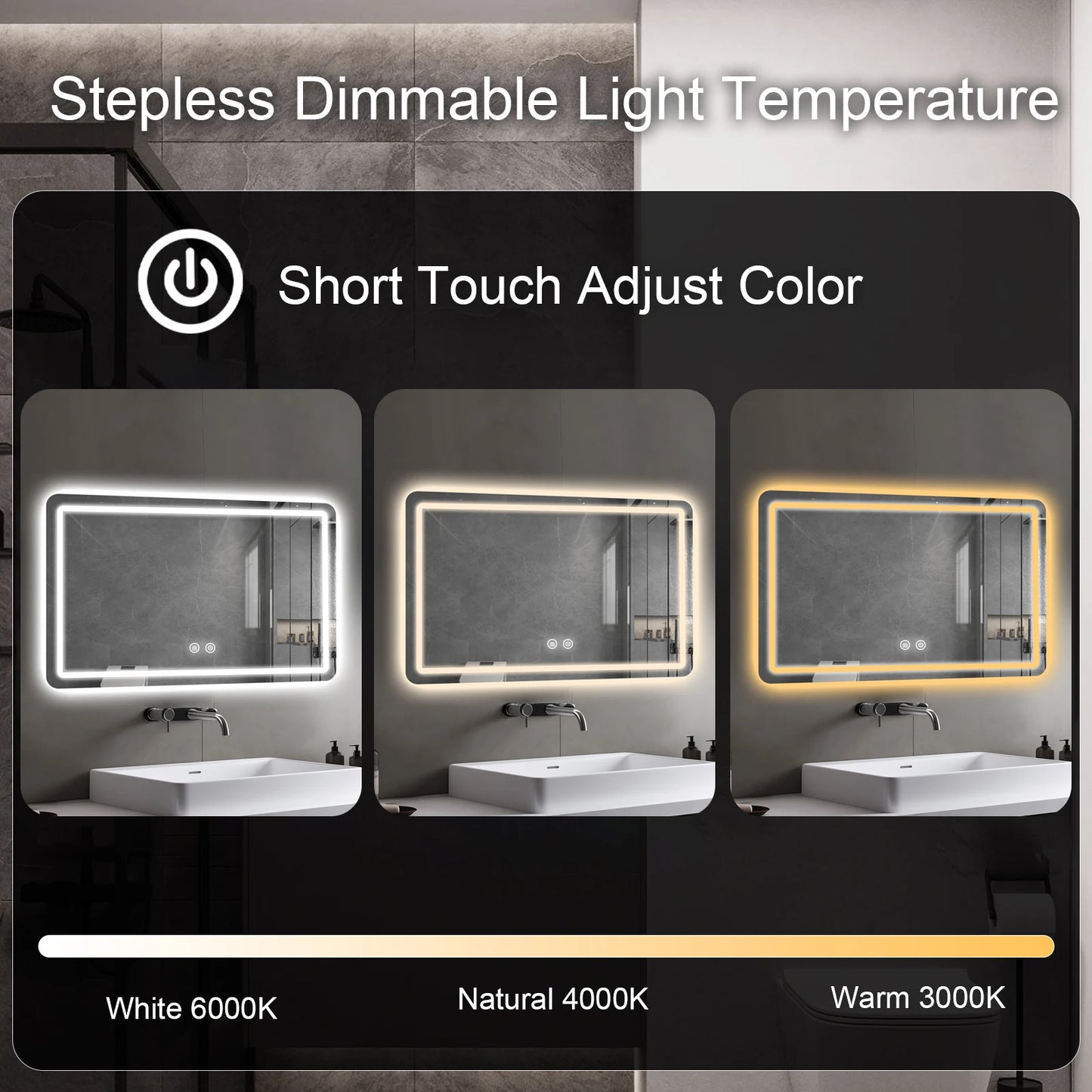 Bathroom Mirror with defogging button
