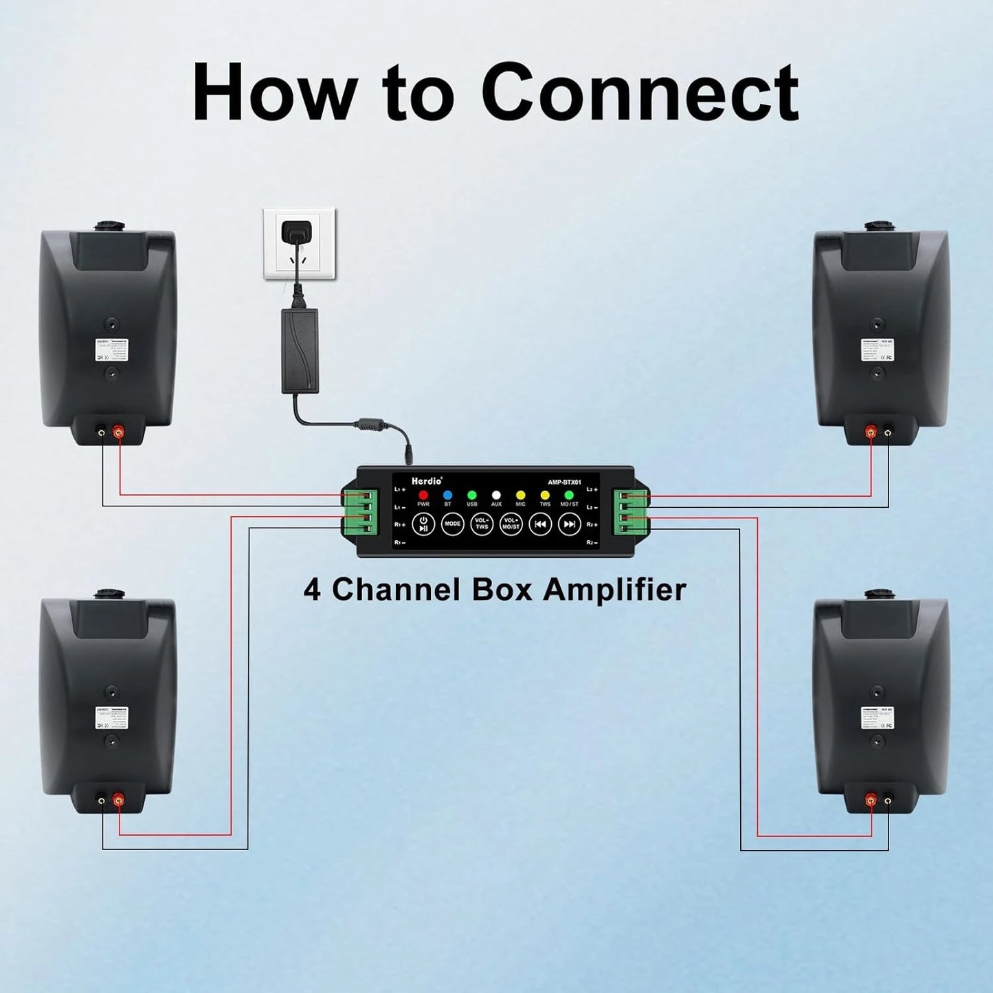 Outdoor Speakers, Bluetooth, Waterproof, Multifunctional Amplifier