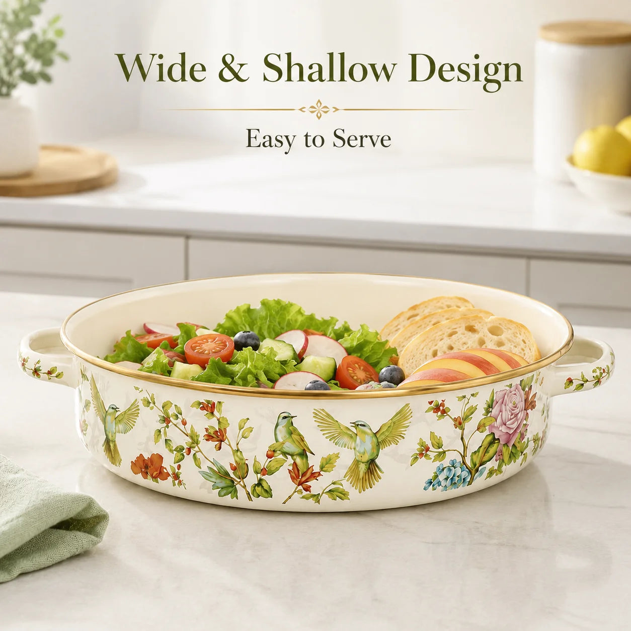 Enamel Pie Pan Vintage Floral