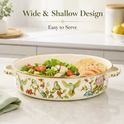 Enamel Pie Pan Vintage Floral