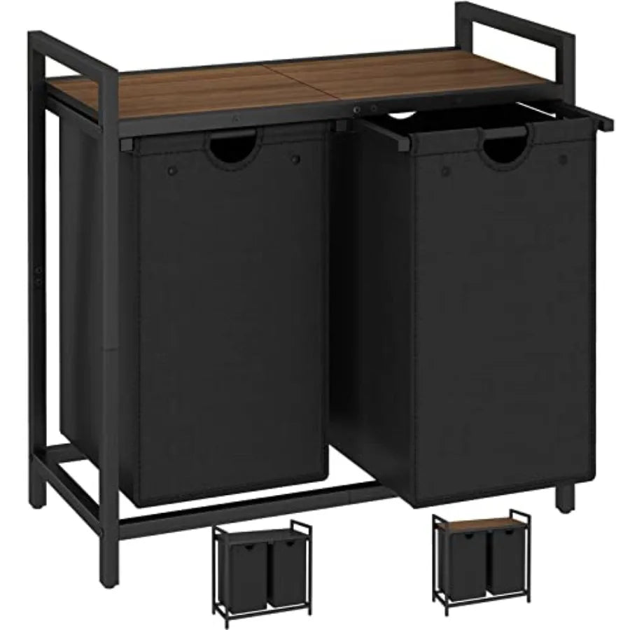Laundry Hamper with Removable Laundry Bag and Top Shelf