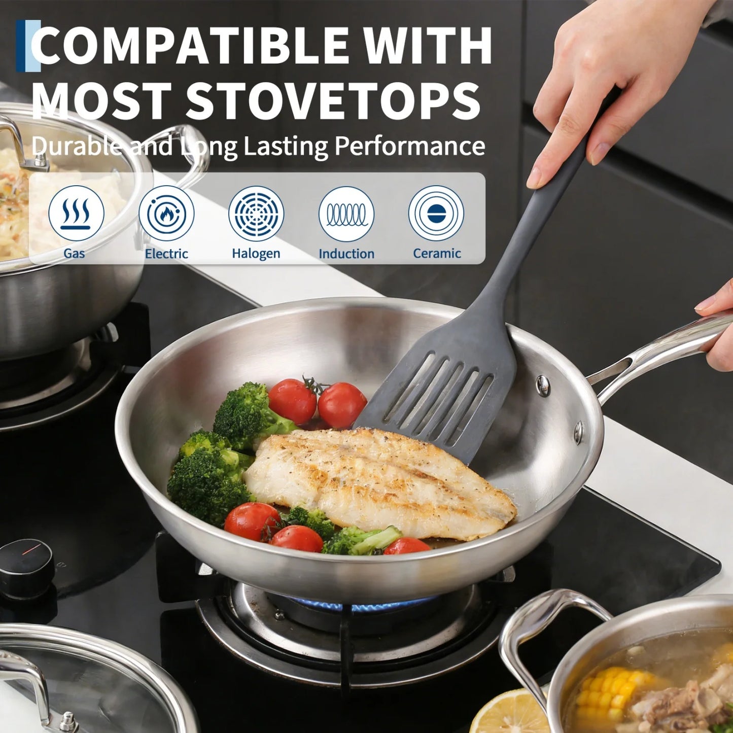Stainless Steel Cookware Set with Lids