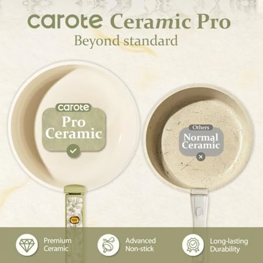 Ceramic Cookware Set with Detachable Handles