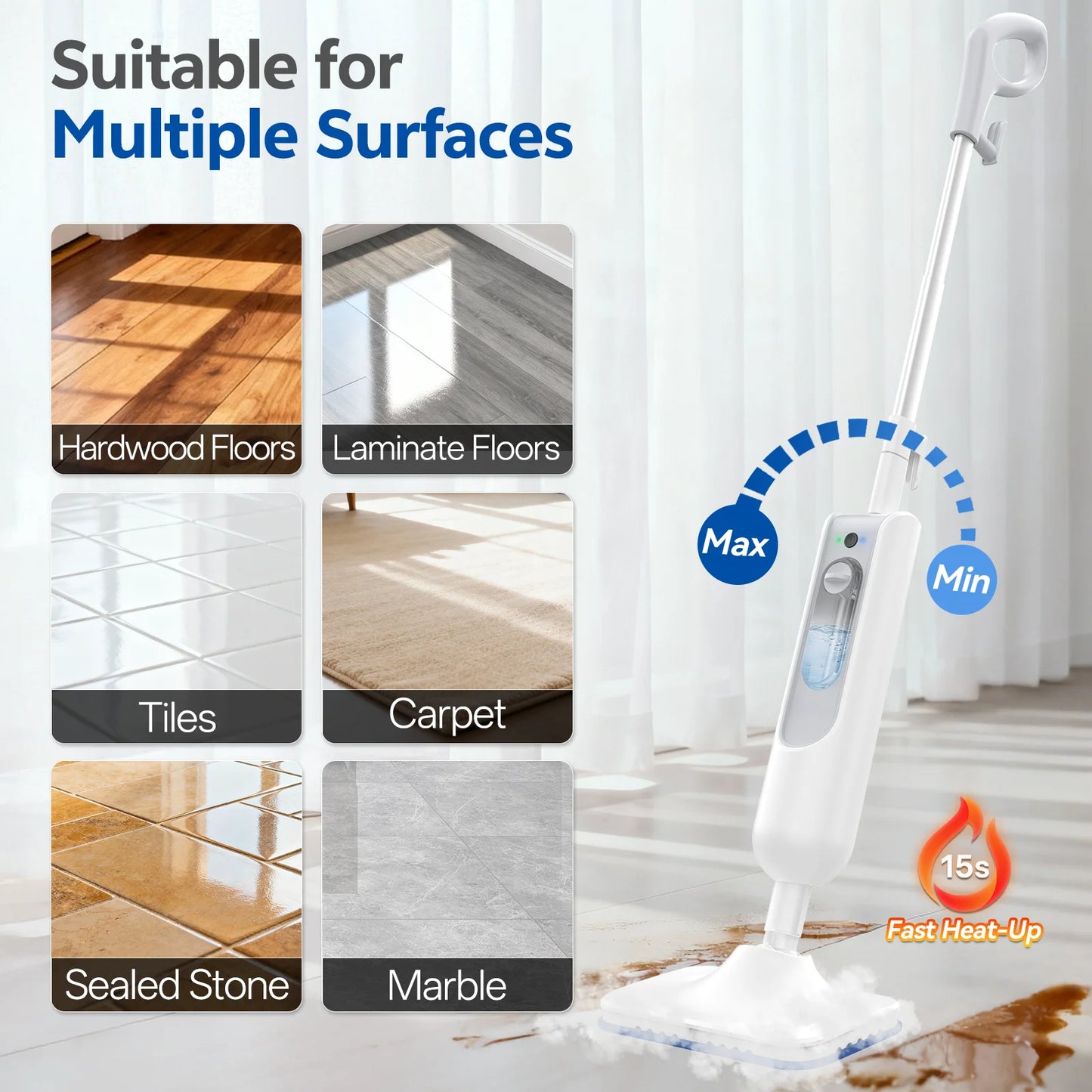 Steam Mop, melts tough grease and grime