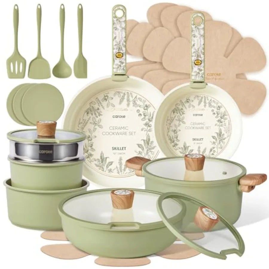 Ceramic Cookware Set with Detachable Handles