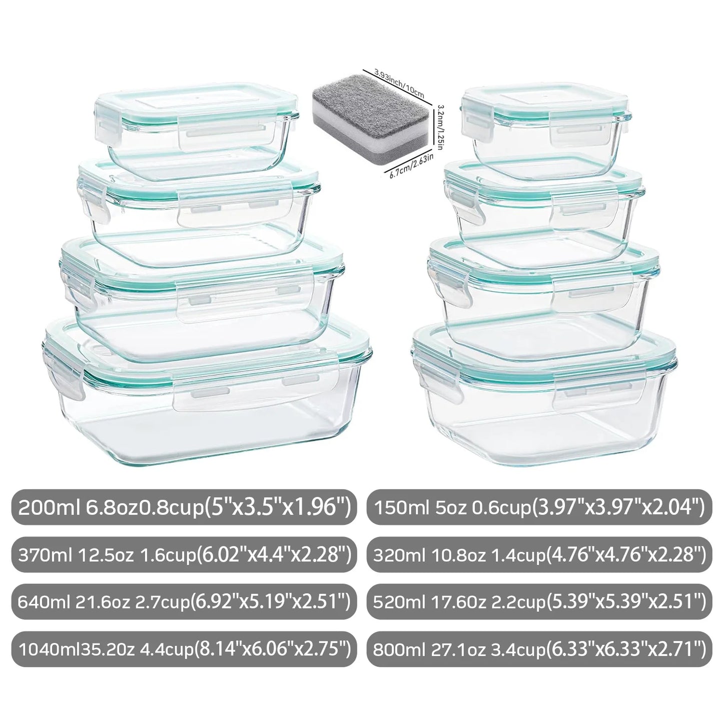 Glass Food Storage Containers 4-Pack with Lids