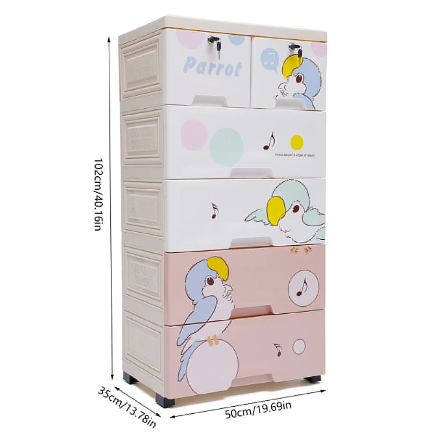 Dresser Storage, Rolling Parrot Plastic with locks