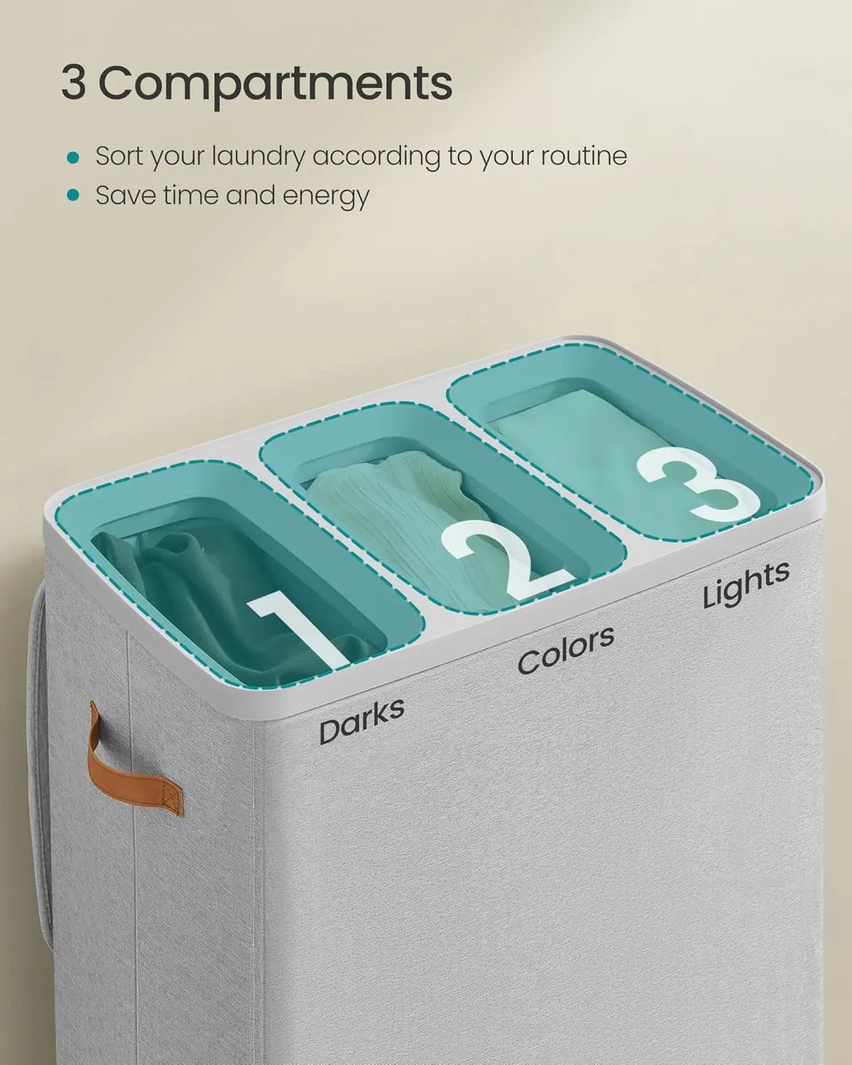 Laundry Sorter with 3-Compartment