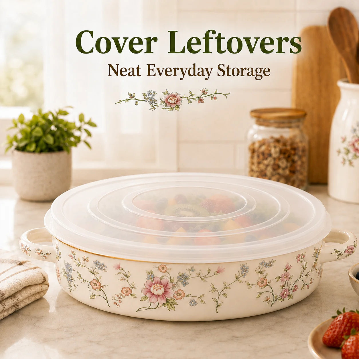 Enamel Pie Pan Vintage Floral