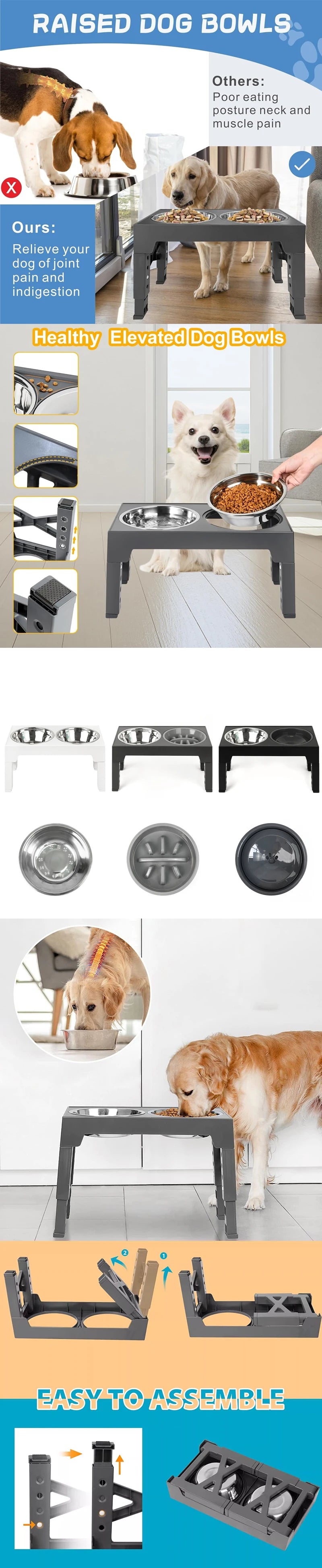 adjustable elevated dog feeder