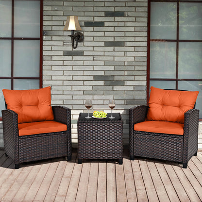 Patio Rattan Furniture Set Sofa Orange