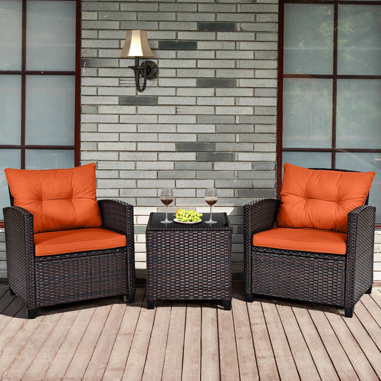 Patio Rattan Furniture Set Sofa Orange